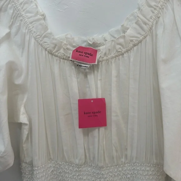 🆕 Kate Spade Broderie Anglaise Floral Smocked Summer Dress, New with Tags, XL - Picture 3 of 5